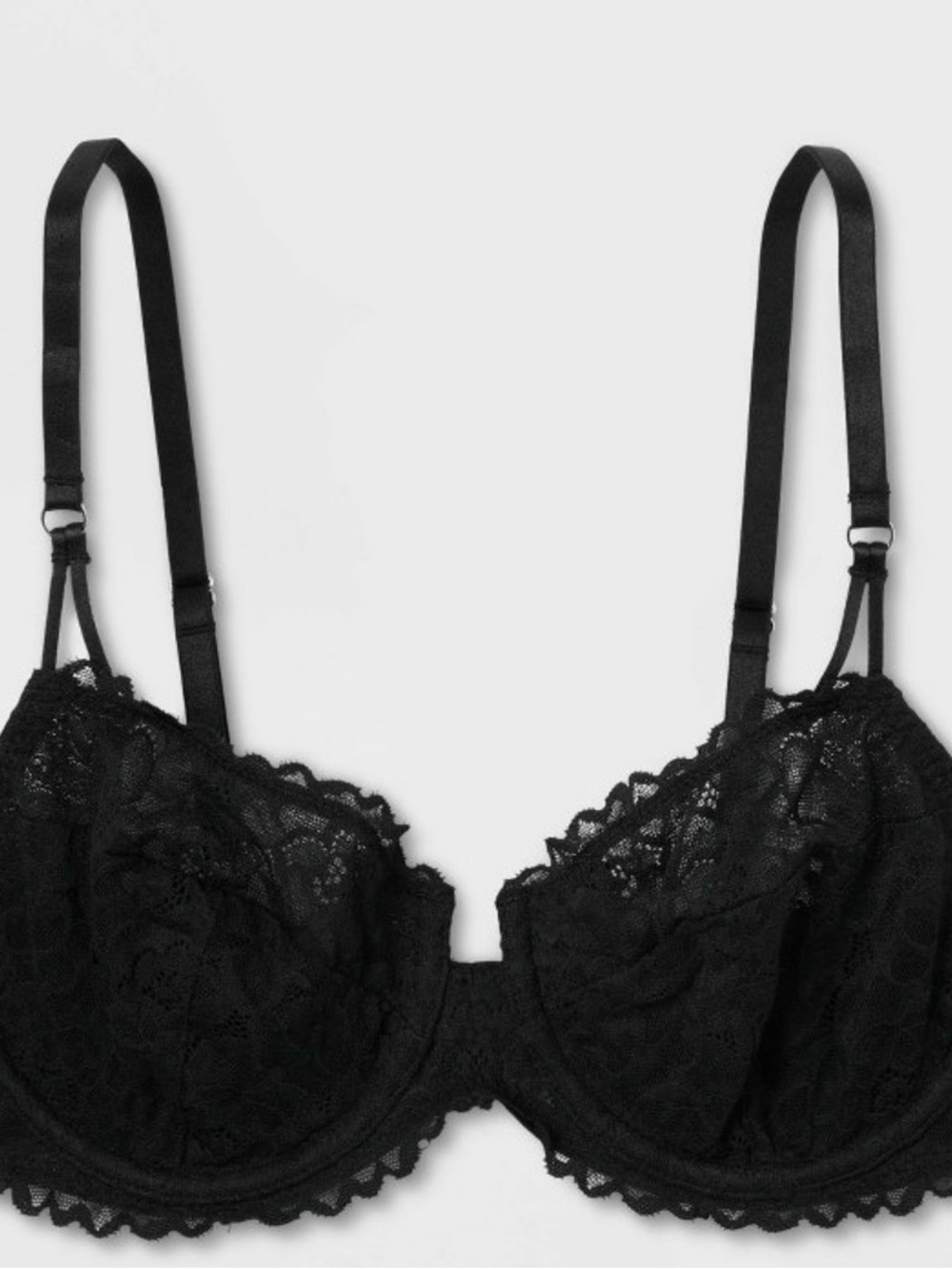 Auden Black Lace Underwire Balconette Bra